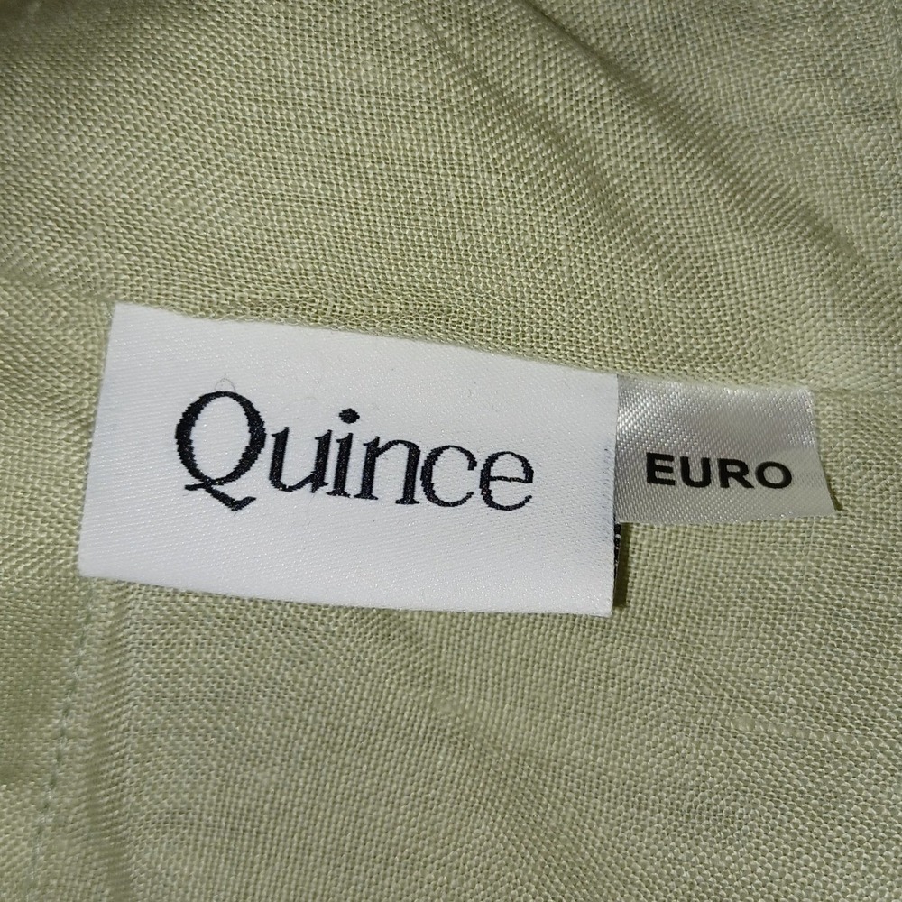 Quince 100% Linen Euro Pillow Shams Set of 2 Willowleaf Green 26x26 Minimalist - Picture 5 of 7